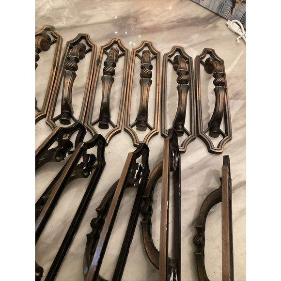 12Vintage 1973 Antique Brass Finish Drawer Pull Handles Arched Handle 3" Center - Picture 7 of 8